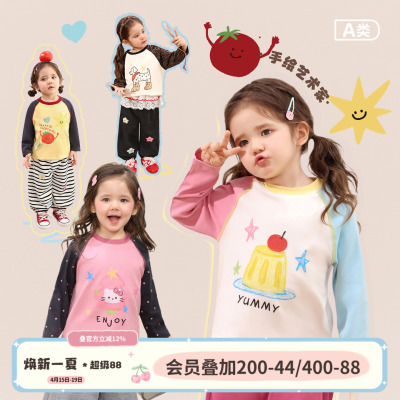 小O爸女婴童春季手绘艺术家t恤