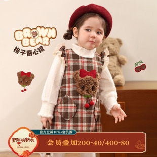 小o爸女婴童 女宝宝连衣裙千金风2025冬季新款婴儿洋气加绒背心裙