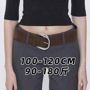 胖mm秋冬装 120cm加长麂皮绒面大衣连衣裙配饰腰封 饰加宽腰带大码