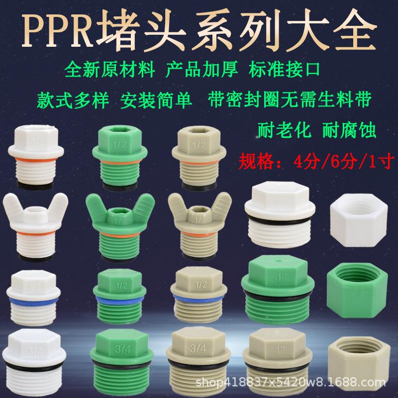 PPR4分6分1寸外丝堵头内丝塑料丝堵帽内六角测试压力手拧快堵配件