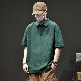 翻领宽松大码 夏季 新款 休闲体恤衫 polo衫 重磅280G纯棉短袖 男士
