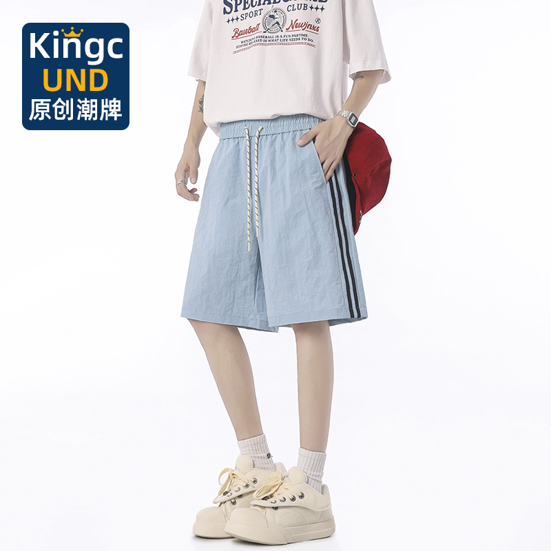 冰丝短裤男夏季薄款2025新款中裤美式潮牌宽松透气休闲工装五分裤