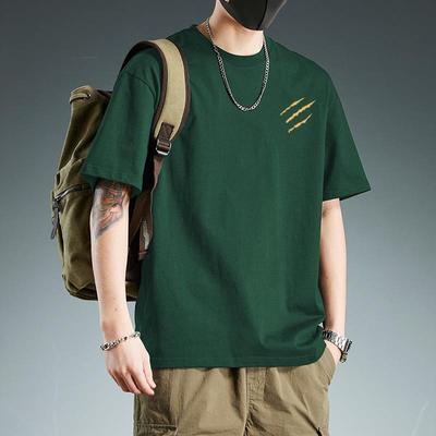 纯棉短袖圆领T恤正肩修身设计感拼接小众高级潮牌服装小太阳标