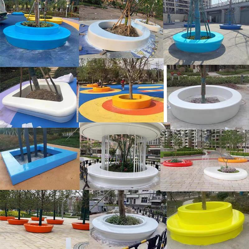 玻璃纤维树池座椅定制户外公园大型异形花池grc混凝土透光uhpc坐