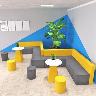 培训机构琴行大厅休息等候区异形接待会客洽谈办公室沙发座椅组合