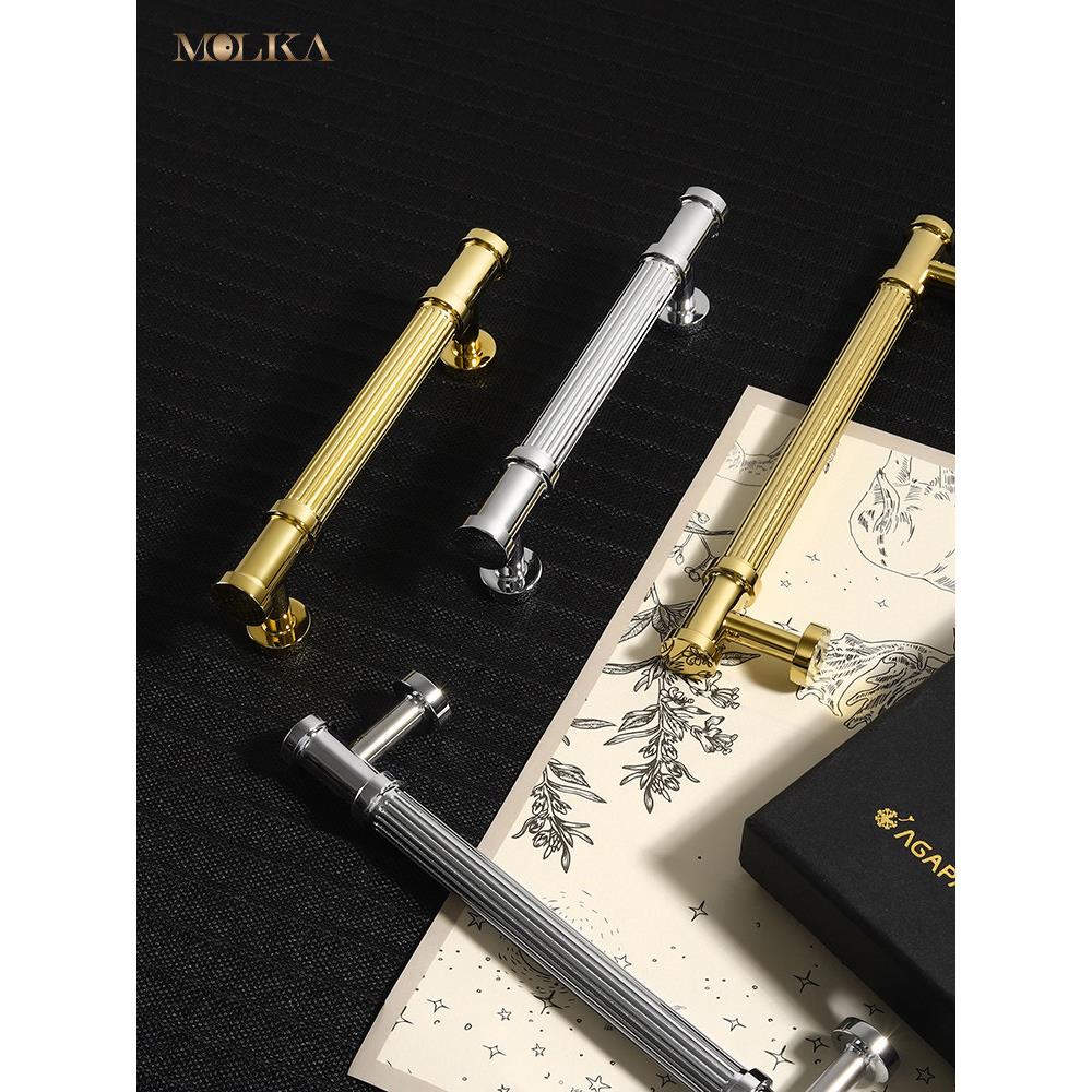 意大利罗马柱雕刻现代简单的衣柜门,抽屉手柄,金,银,橱柜,厨