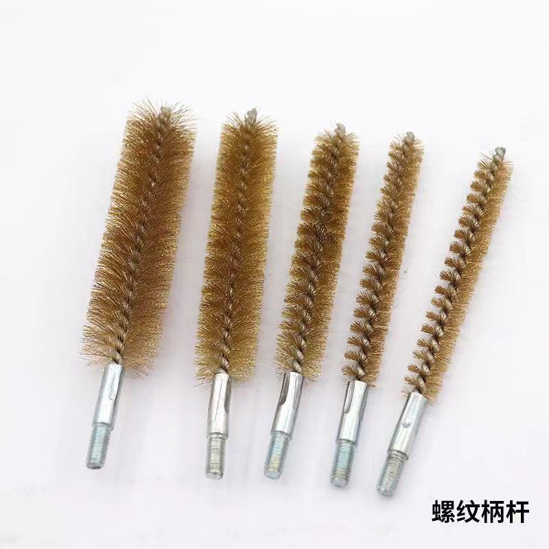 螺纹柄铜丝清洁刷除锈除尘工业钢丝刷子工具套组无火花圆形铜刷M6