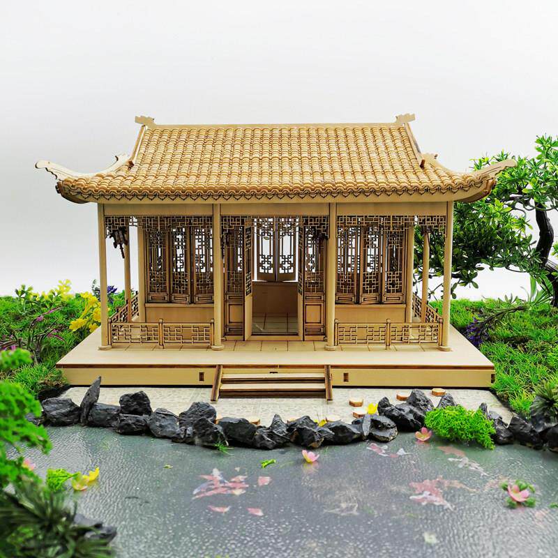 建筑沙盘手工制作木板古建筑模型中式diy小房子微缩园林景观材料