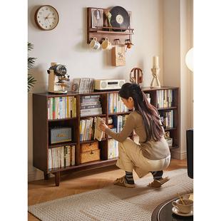 橱柜客厅壁挂式卧室储物柜多层书柜实木现代极简风格儿童低柜网格