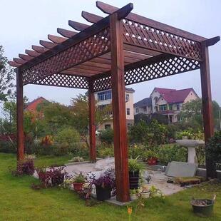防腐木户外古建长廊实木走廊回廊乡村凉亭景观亭子爬藤架葡萄架