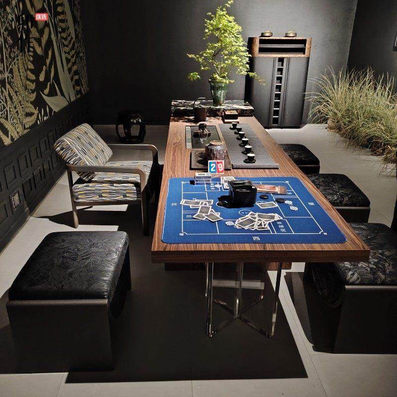 卯作新中式实木茶桌意式岩板岛台轻奢掼蛋桌可推拉黑胡桃木泡茶台,住宅家具,家用茶台/茶桌,淘宝优惠券,粉丝福利购,淘宝优惠卷