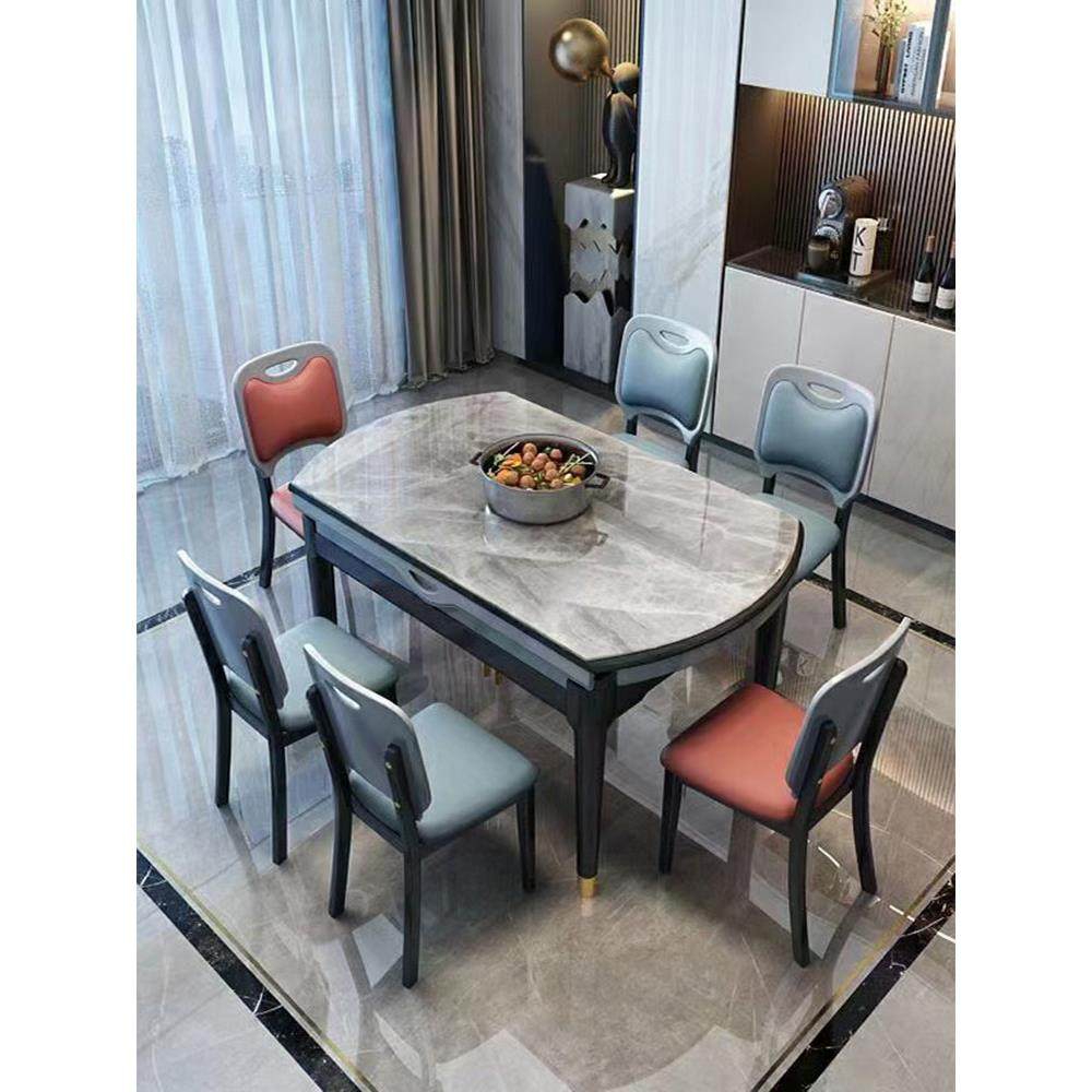 餐桌椅可变圆桌多功能伸缩岩板实木轻奢高端天然现代简约2025新款,住宅家具,岩板餐桌,淘宝优惠券,粉丝福利购,淘宝优惠卷