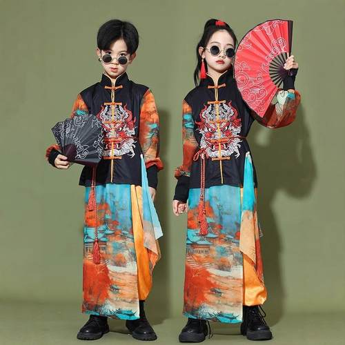 中国风儿童演出服新中式六一节男女童古典舞爵士舞表演朗诵打鼓服
