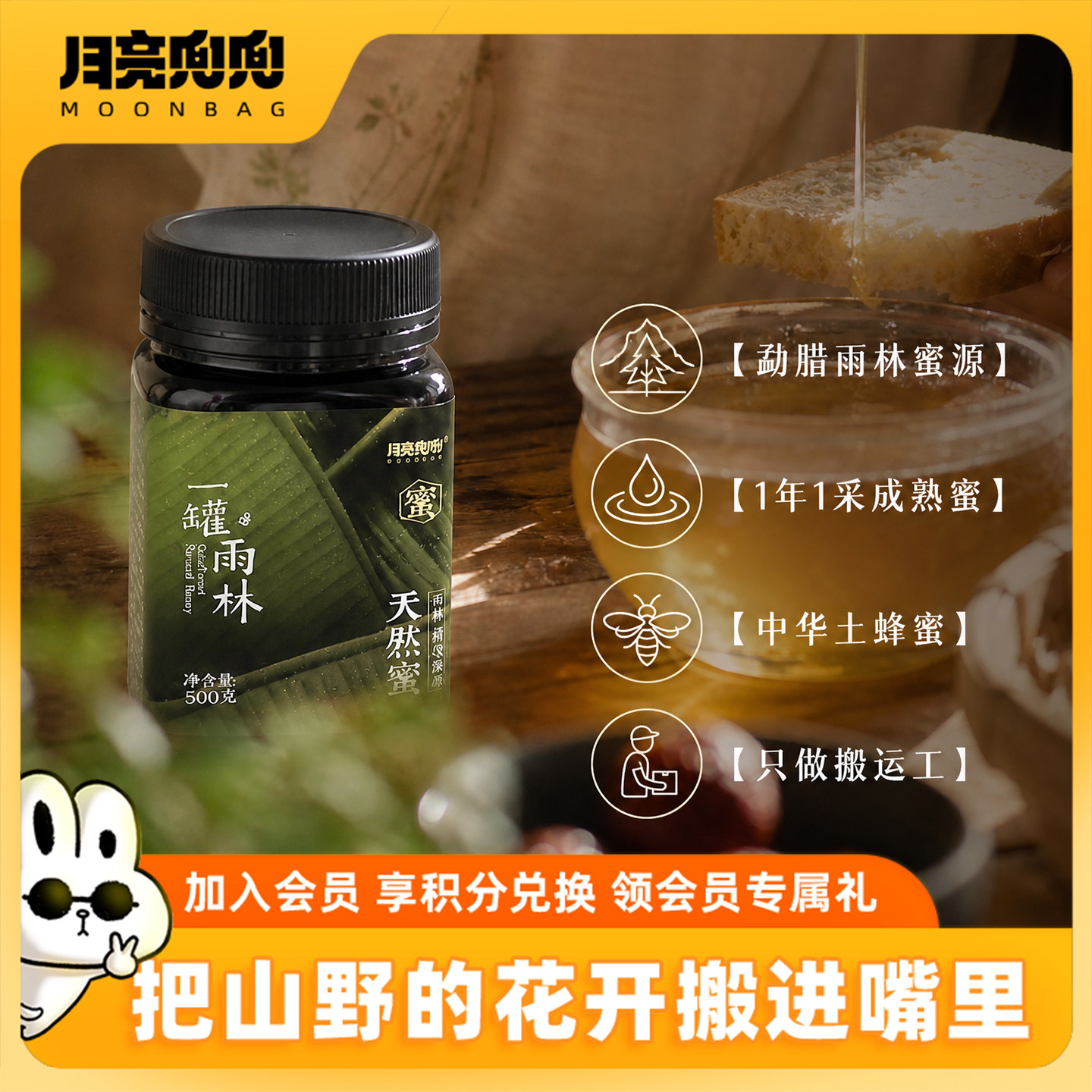 月亮兜兜 云南西双版纳中华小蜜蜂蜂蜜雨林百花山花蜜农家土蜂蜜