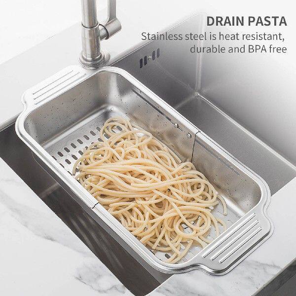 Over The Sink Strainer Collapsible Stainless Steel Colander