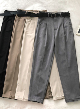 High Waist Women Pants Casual Loose Vintage With Sashes Suit