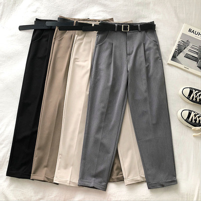 High Waist Women Pants Casual Loose Vintage With Sashes Suit