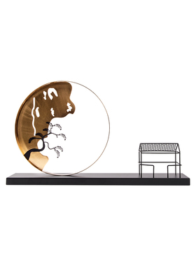 现代新中式意境金属摆件别墅客厅禅意招财工艺品进门玄关软装饰品