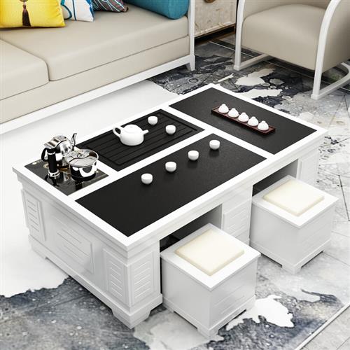 火烧石茶几中式实木套装小客厅办公室茶道功夫泡茶桌椅组合喝茶台