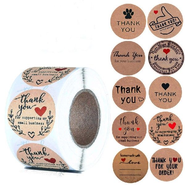 500Pcs/Roll 1 Inch Thank You Stickers Seal Labels For DIY