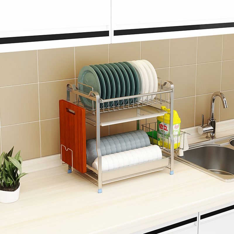 304不锈钢碗架沥水架三层厨房置物架放碗筷晾放滤盘子溧水收纳架