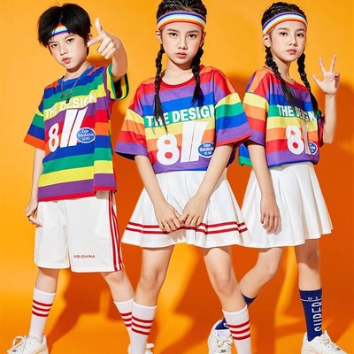 新品六一儿童啦啦队演出服幼儿嘻哈街舞青春活力舞蹈服装表演服爵
