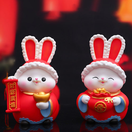 极速创意吉祥兔年好兔成双搪胶存钱罐摆件兔子玩偶公司年会礼物