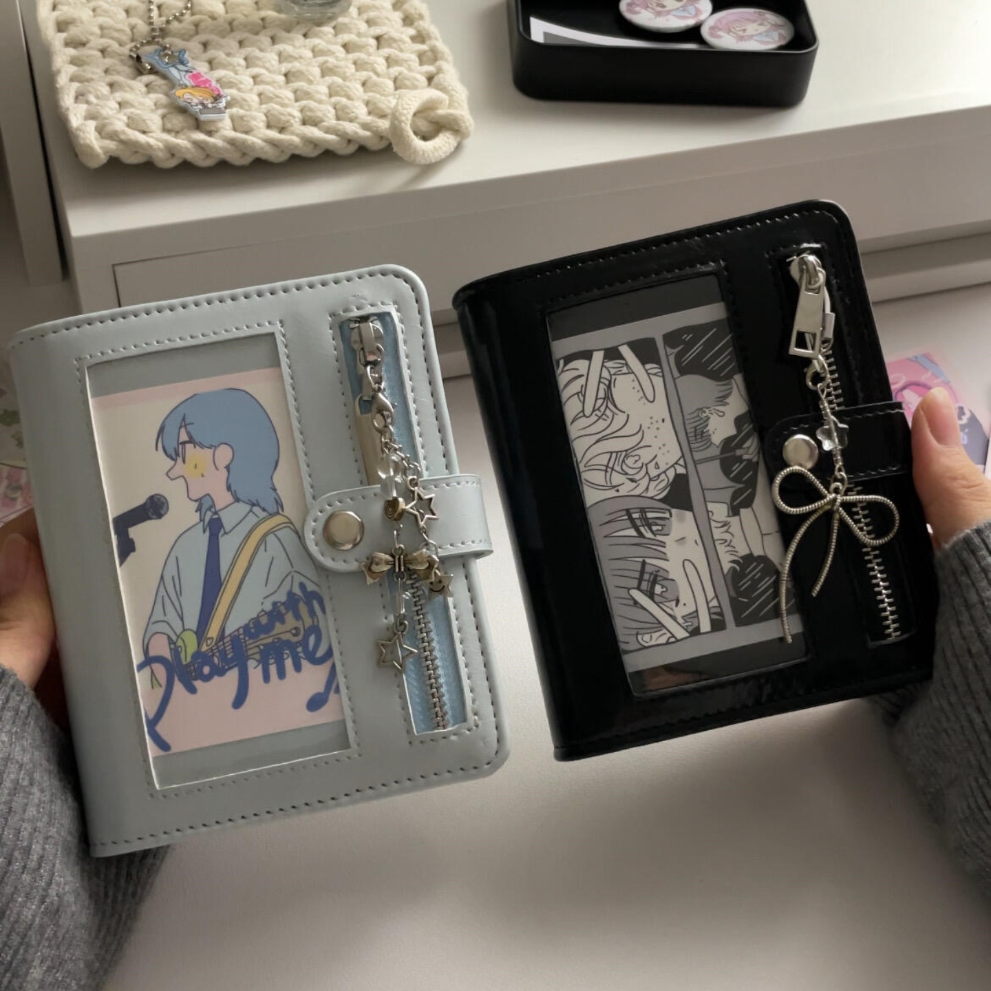 韩系简约m5蓝色皮质可透视手账本