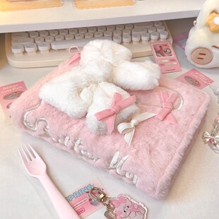 粉色蝴蝶结毛绒卡册少女心a5活页拍立得相册3寸追星小卡收纳册本