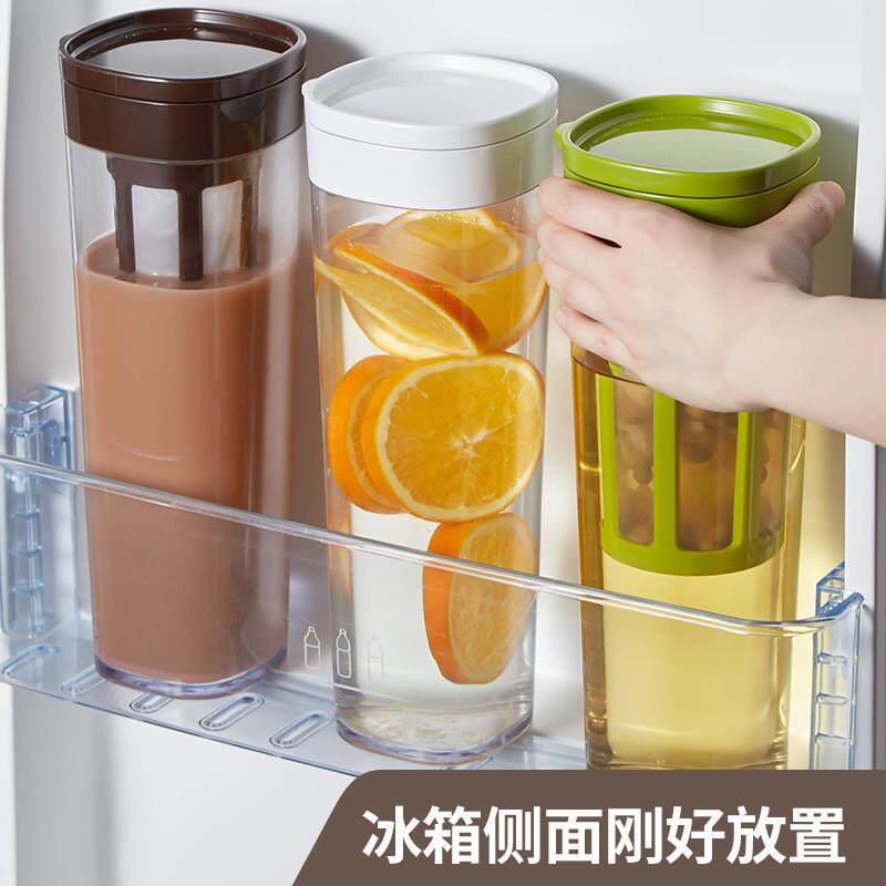 家用冷萃壶带过滤网凉水壶密封旋转出水 冰箱果汁多功能冷藏水壶