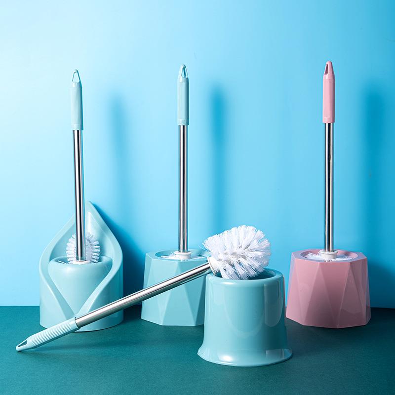 家用马桶刷不锈钢长柄清洁刷 带底座塑料马桶刷 厕所刷子清洁套装