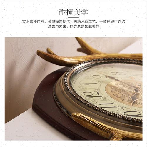 极速实木钟表挂钟北欧欧式创意客厅大气美式家用时尚个性新中式石