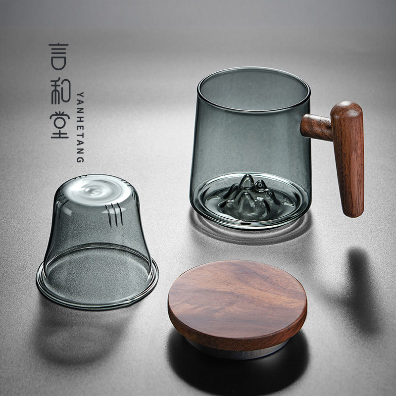 好货玻璃茶杯办公室带盖过滤泡茶杯宿舍加热神器智能保温底座恒温