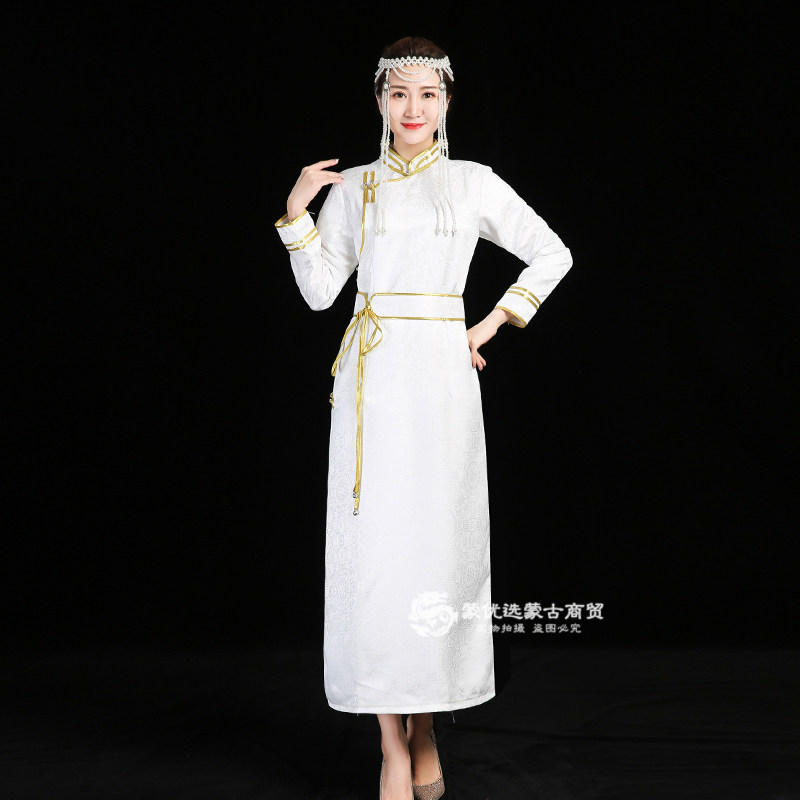 好货新款蒙古袍女日常生活装成人民族风蒙古族长款连衣裙女演出迎
