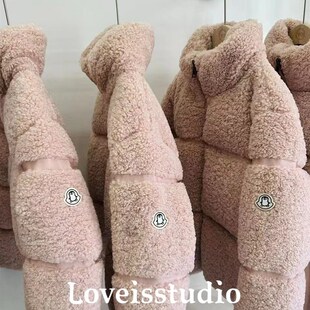 新年儿童羽绒服法国25冬装女童粉色泰迪羊羔绒保暖加厚外套鹅绒服