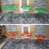 时尚 洽谈桌椅圆形钢化玻璃茶几边角几阳台咖啡厅休闲接待桌椅家用