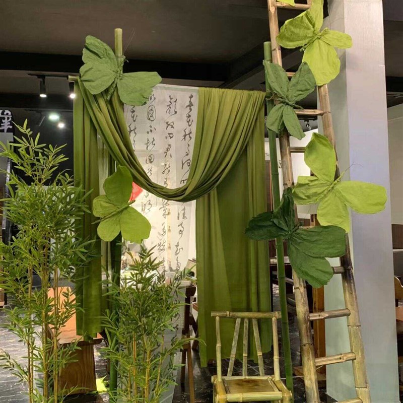 国风布幔节庆活动场景布置美陈装置新中式布幔书法纱幔游园会装饰