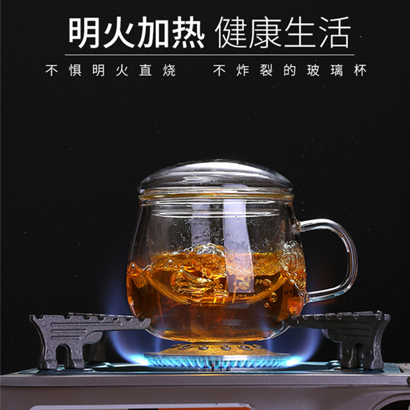 玻璃茶杯带盖耐高温带把加厚高硼硅无铅简约泡茶女士透明防爆大肚
