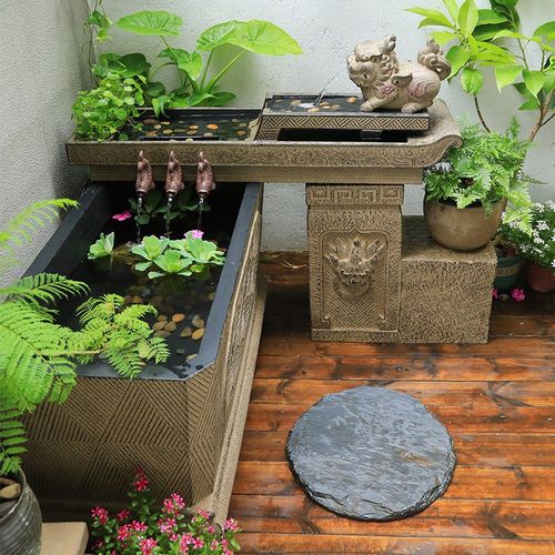 新中式庭院流水摆件户外花园露台造景鱼池循环水景观创意装饰鱼缸