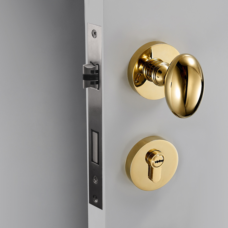 简约椭球形分体锁室内卧室房间实木门锁卫生间门锁具隐形门锁金色