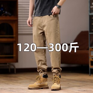 宽松纯棉弹力商务小脚高腰胖子加肥加大男裤 男大码 薄休闲裤 春夏季