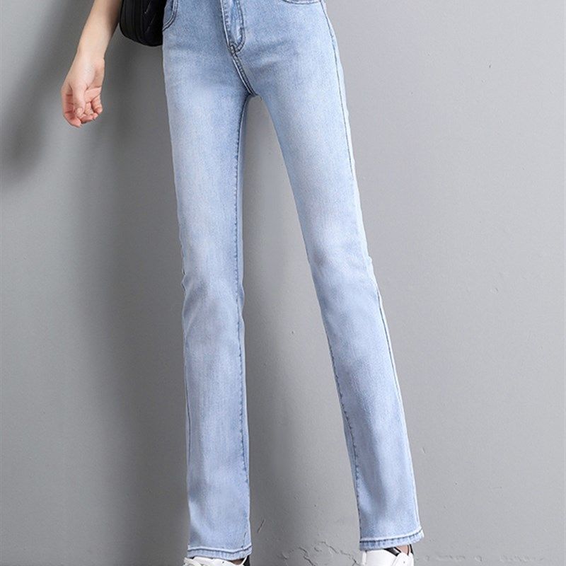 加绒牛仔裤女小直筒宽松显瘦2021年秋冬高个子加长版高腰烟管裤厚