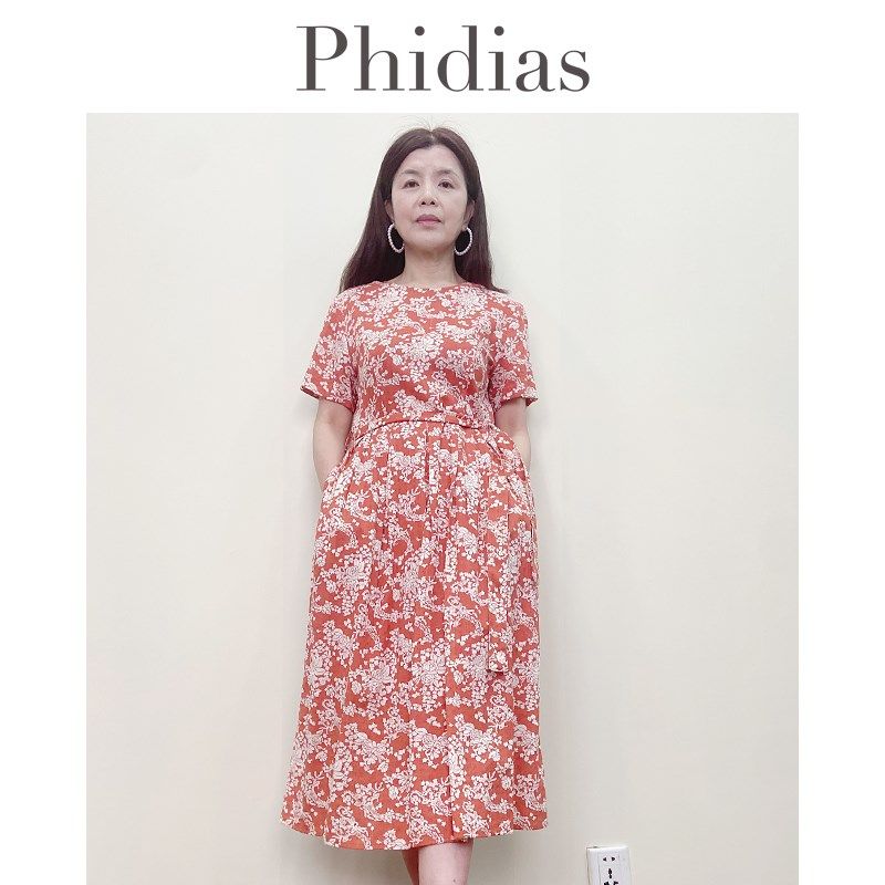Phidias连衣裙女中长款2024夏季新款短袖田园碎花裙显瘦过膝裙子,女装/女士精品,连衣裙,淘宝优惠券,粉丝福利购,淘宝优惠卷