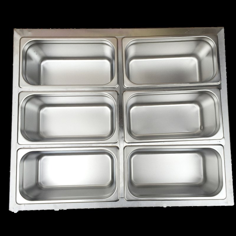 宝南商用保温汤池 快餐保温台台式不锈钢六6格恒温汁水肉菜售卖台