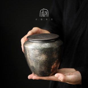 寂艺复古手作鎏银茶叶罐精品高档陶瓷茶叶密封罐家用茶室储茶罐大