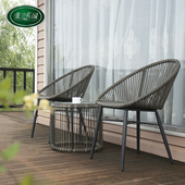 阳台藤椅三件套简约休闲庭院室外藤编茶桌椅子组合户外桌椅小茶几