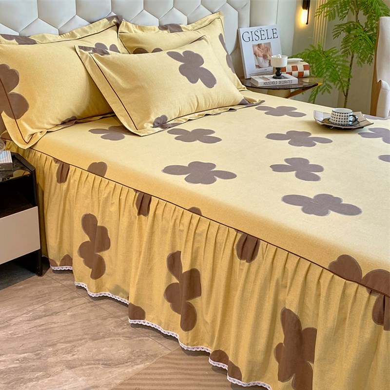2024新款加厚全棉磨毛床裙单件100纯棉床罩套1.8m床单带裙边床笠