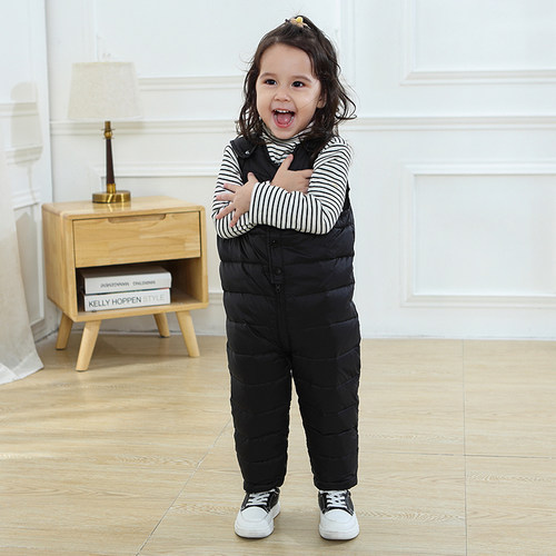 儿童羽绒裤男童女童外穿加厚冬装婴儿连身裤可开档宝宝羽绒抱婴袋