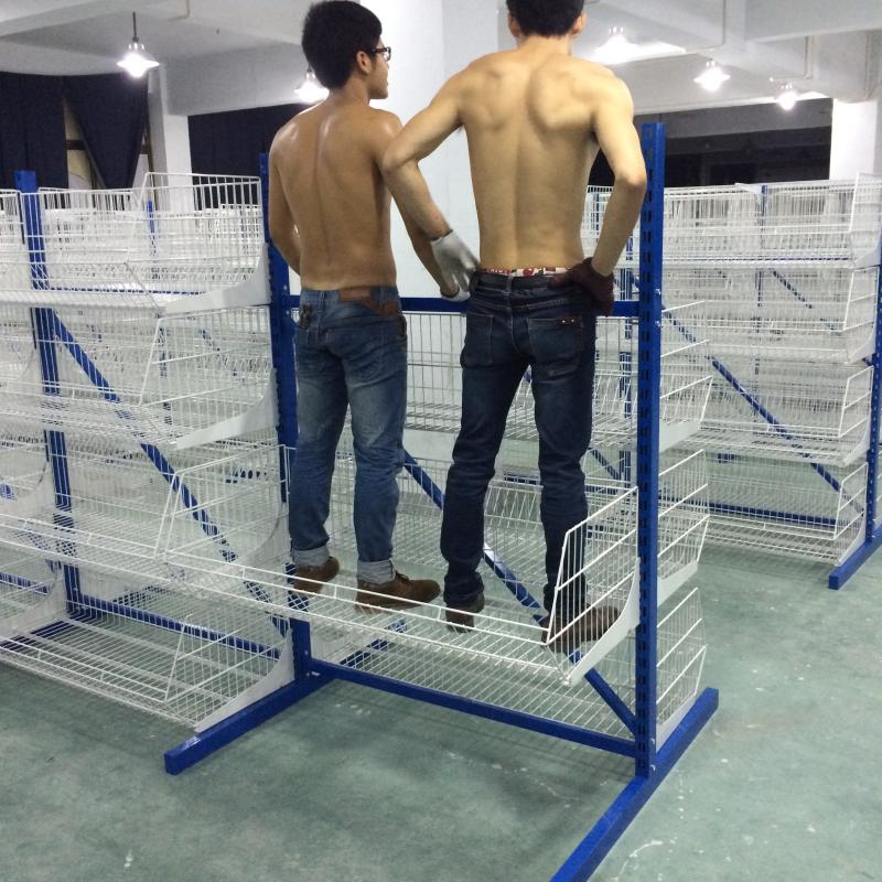 仓储货架斜口篮货架服装网格分隔超市货架面包笼叠笼收纳货架定制