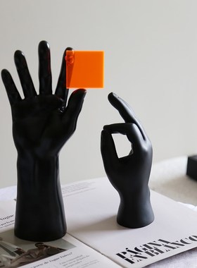 黑白橙色亚克力OK手势摆件创意隔断电视柜酒柜书架样板间软装饰品